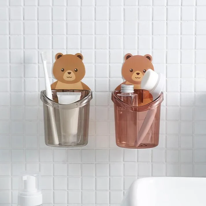 Cartoon Bear Self-Adhesive Toothbrush Holder