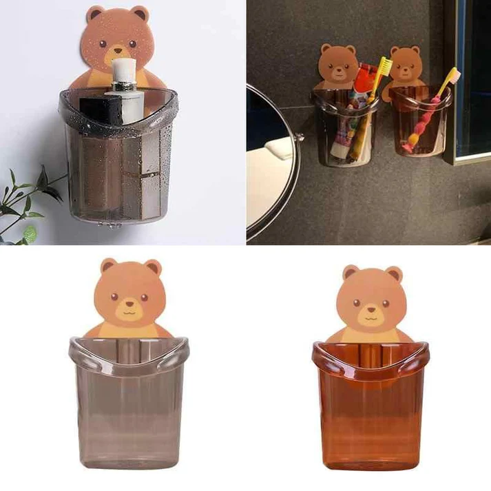 Cartoon Bear Self-Adhesive Toothbrush Holder
