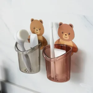 Cartoon Bear Self-Adhesive Toothbrush Holder
