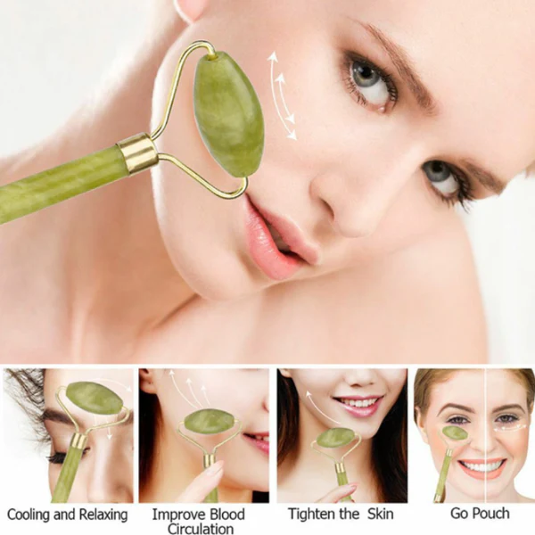 Flawless Jade Roller with Gua Sha Facial Massage Tool
