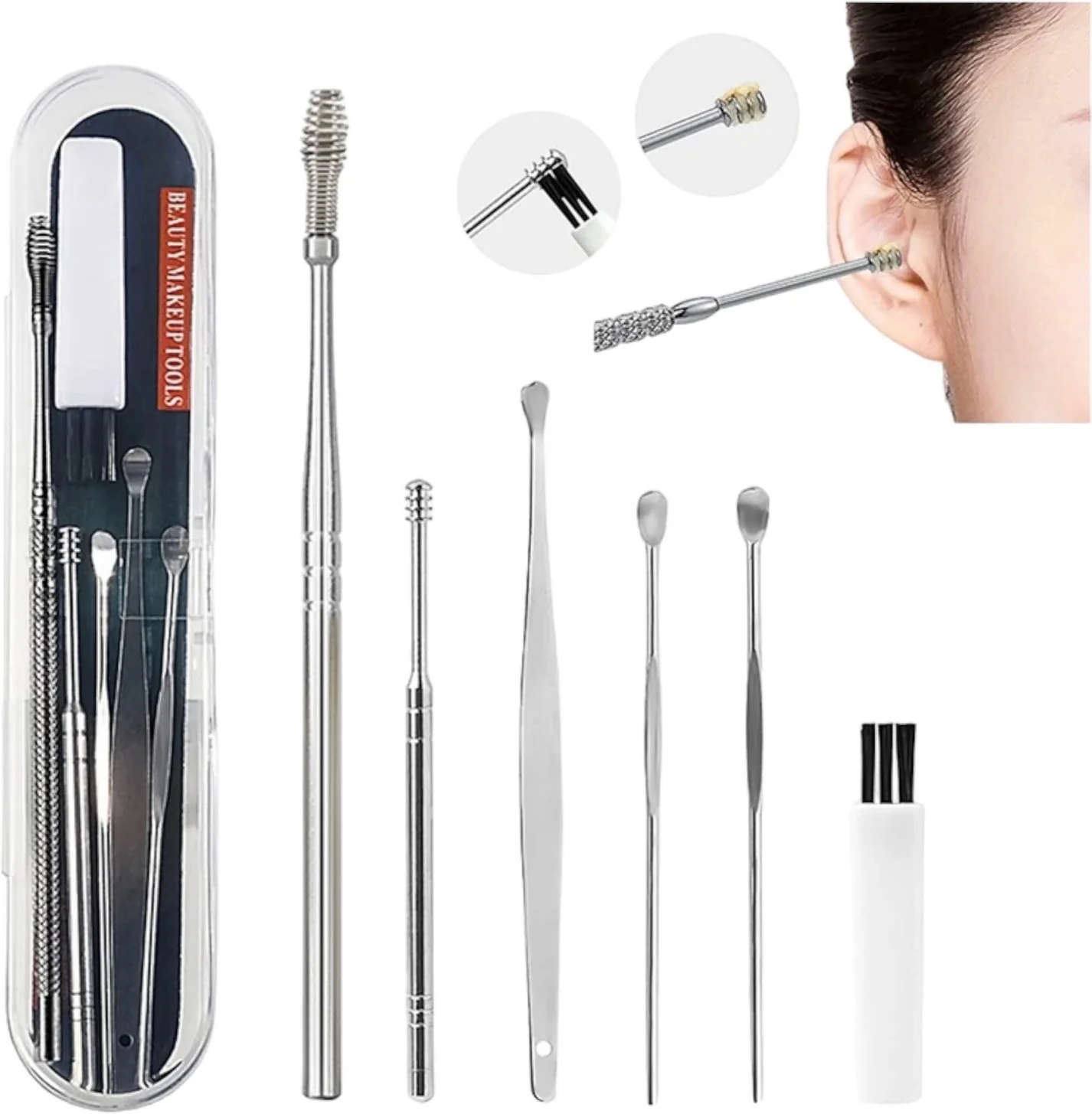 6 Pcs Ear Cleaning Tools Set with Plastic Storage Box