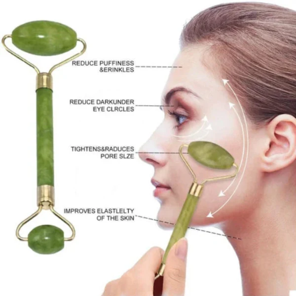 Flawless Jade Roller with Gua Sha Facial Massage Tool